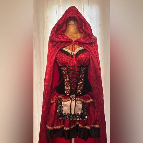 Spirit Little Red Riding Hood Corset Gloves Cape Costume Play Size M - Picture 2 of 16